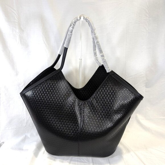 Embossed Woven X-Large Tote Bag, Black, w/Colorful Bag Charms, NWT - Picture 4 of 16